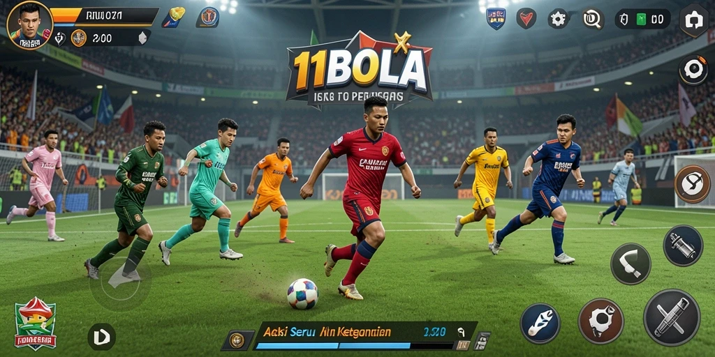 Screenshot utama 11BOLA menunjukkan aksi seru di lapangan.
