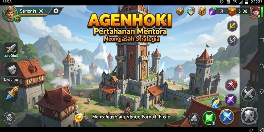 Gameplay AGENHOKI menunjukkan menara pertahanan melawan gelombang musuh.