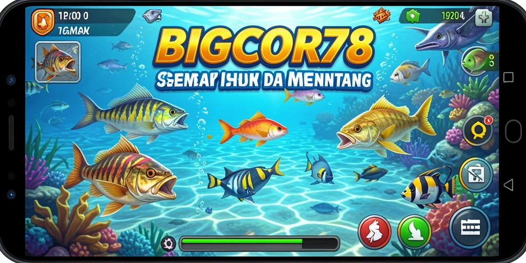 Tampilan gameplay seru dalam BIGCOR78 dengan aksi menembak ikan.