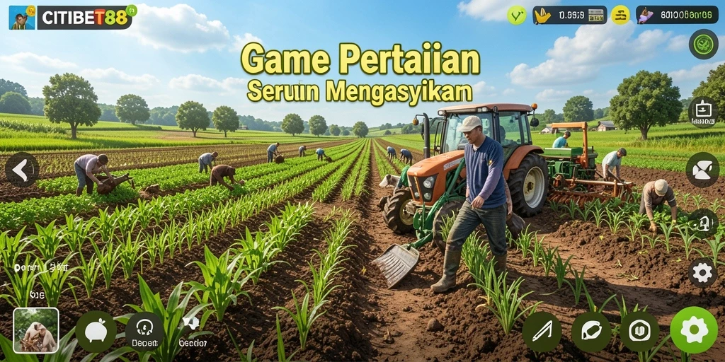 Tampilan gameplay seru dari CITIBET88 menunjukkan aktivitas bertani yang menyenangkan.