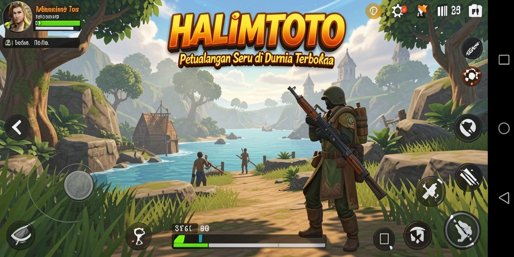 Screenshot HALIMTOTO menampilkan petualangan seru di dunia terbuka.