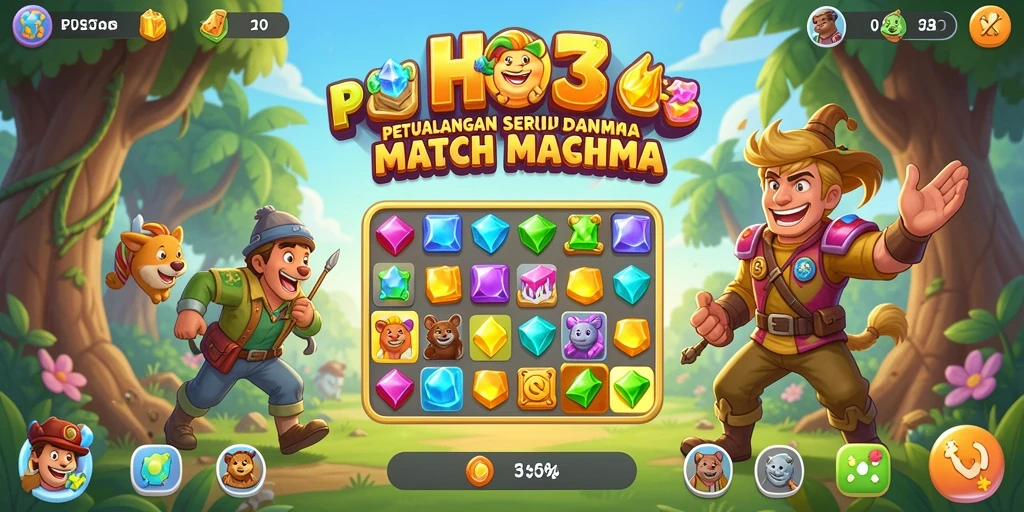 Screenshot gameplay HO3 menampilkan aksi mencocokkan barang yang seru dan dinamis.
