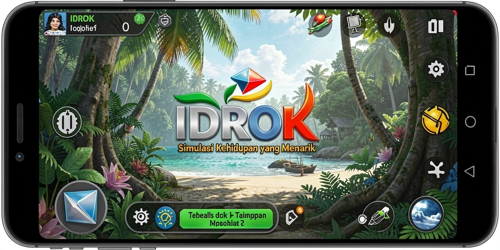 Tampilan gameplay simulasi kehidupan dalam IDROK yang menarik.