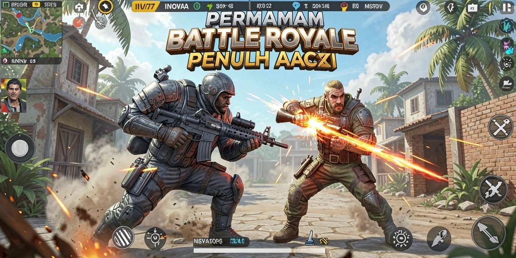 Tampilan gameplay seru dari INOVA77 dalam pertempuran Battle Royale.
