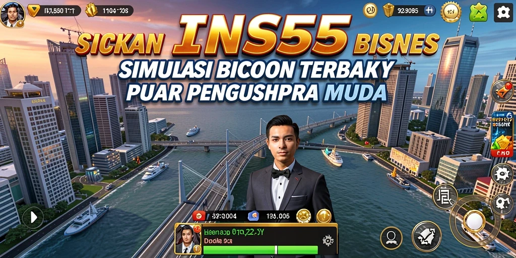 Tampilan gameplay INS55 yang menarik dengan berbagai elemen manajemen bisnis.