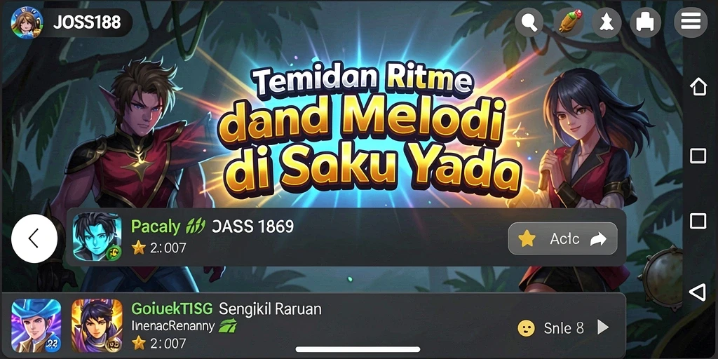 Tampilan gameplay JOSS188 menghadirkan berbagai instrumen musik interaktif.
