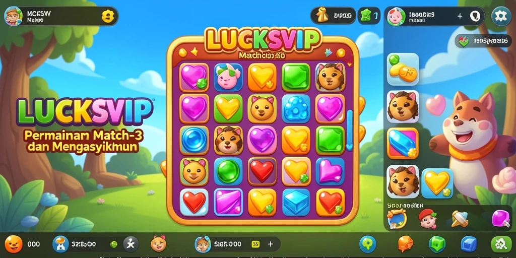 Tampilan gameplay LUCKSVIP yang menarik dengan elemen Match-3.