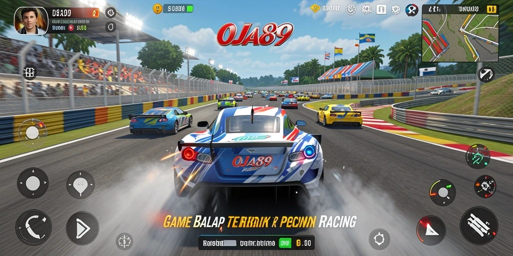 Screenshot gameplay OJA89 dengan balapan seru di trek menantang.