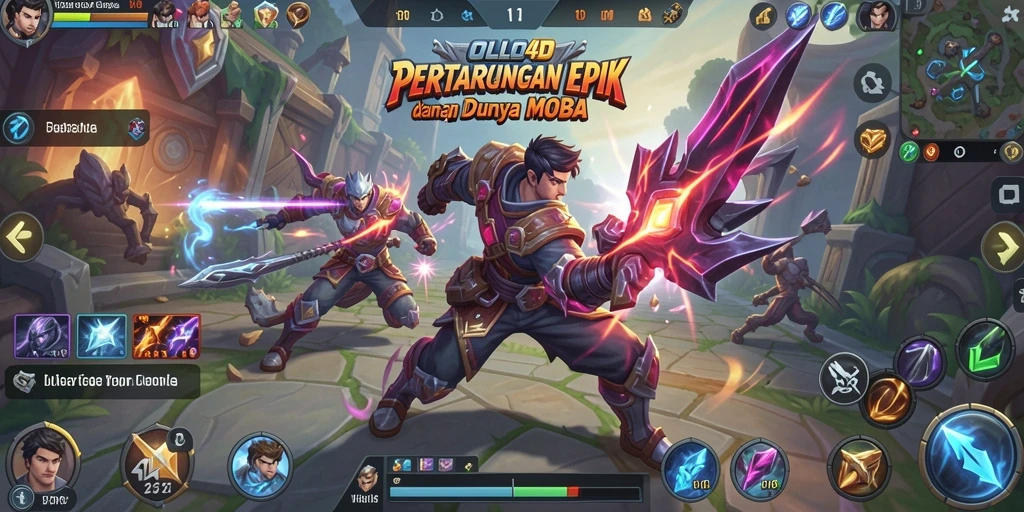 Screenshot gameplay OLLO4D menampilkan pertarungan hero yang dinamis dan seru.