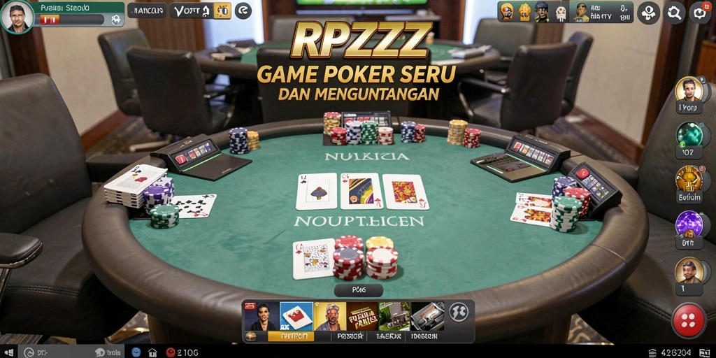 Screenshot gameplay RPZZZ menunjukkan suasana seru bermain poker.