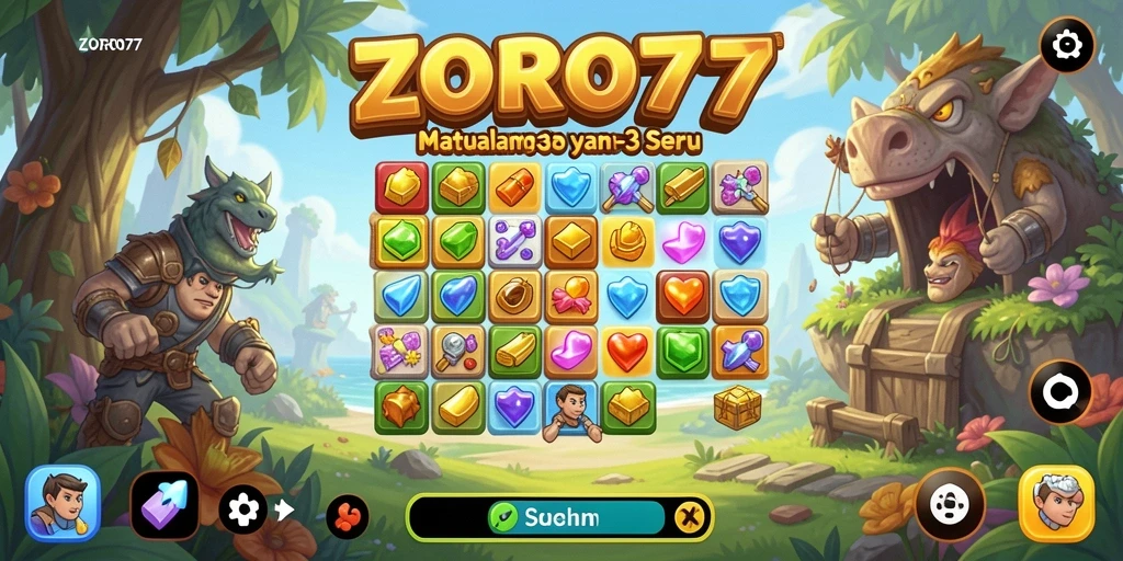 Gameplay seru ZORO77 dengan tantangan Match-3.